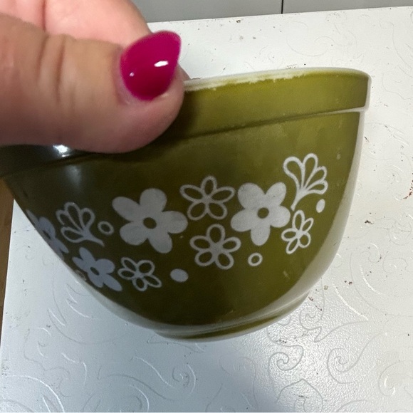 PYREX 401 (1.5 pint) green white Spring Blossom Crazy Daisy - Picture 4 of 15